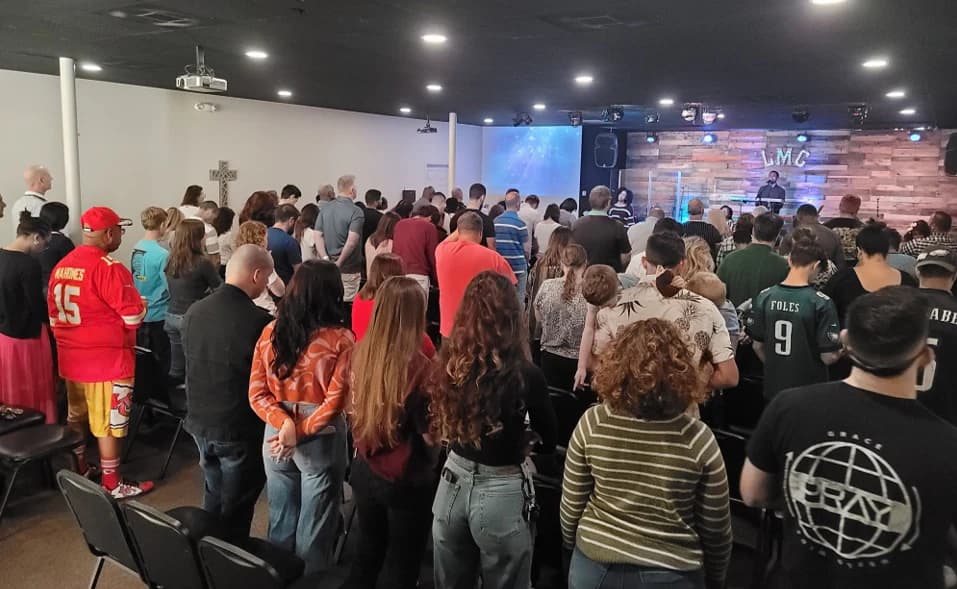 The Living Message Church congregation gathered for worship.
