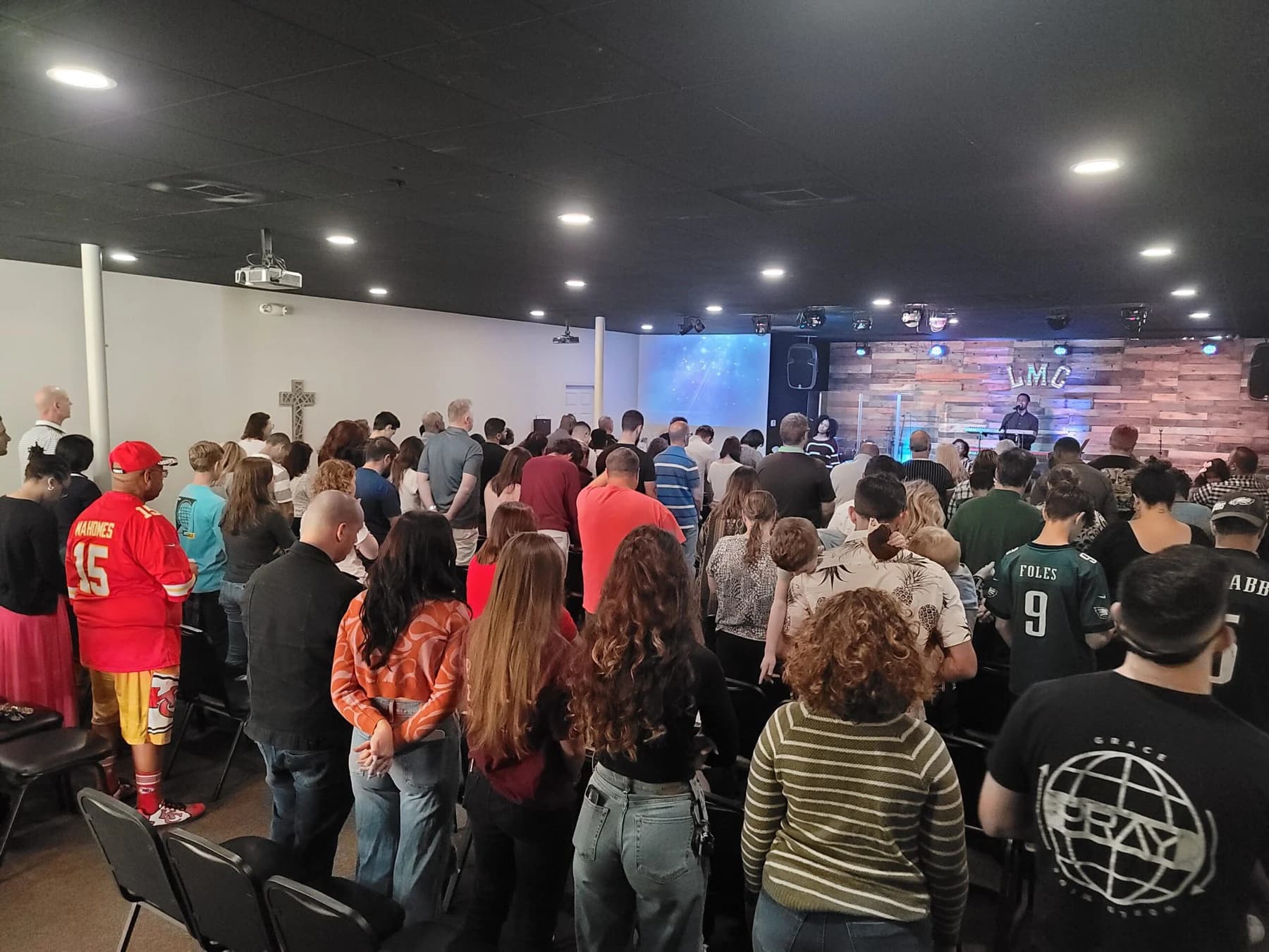 The Living Message Church congregation gathered for worship.